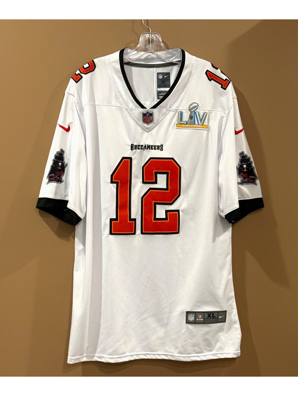 Tom Brady #12 Tampa Bay Buccaneers Super Bowl 55 LV Game Jersey White Size XL